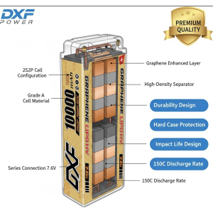 DXF BATTERIA LIPO 2S 7.6V 10000
